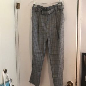 Checkered Print pants with matching belt